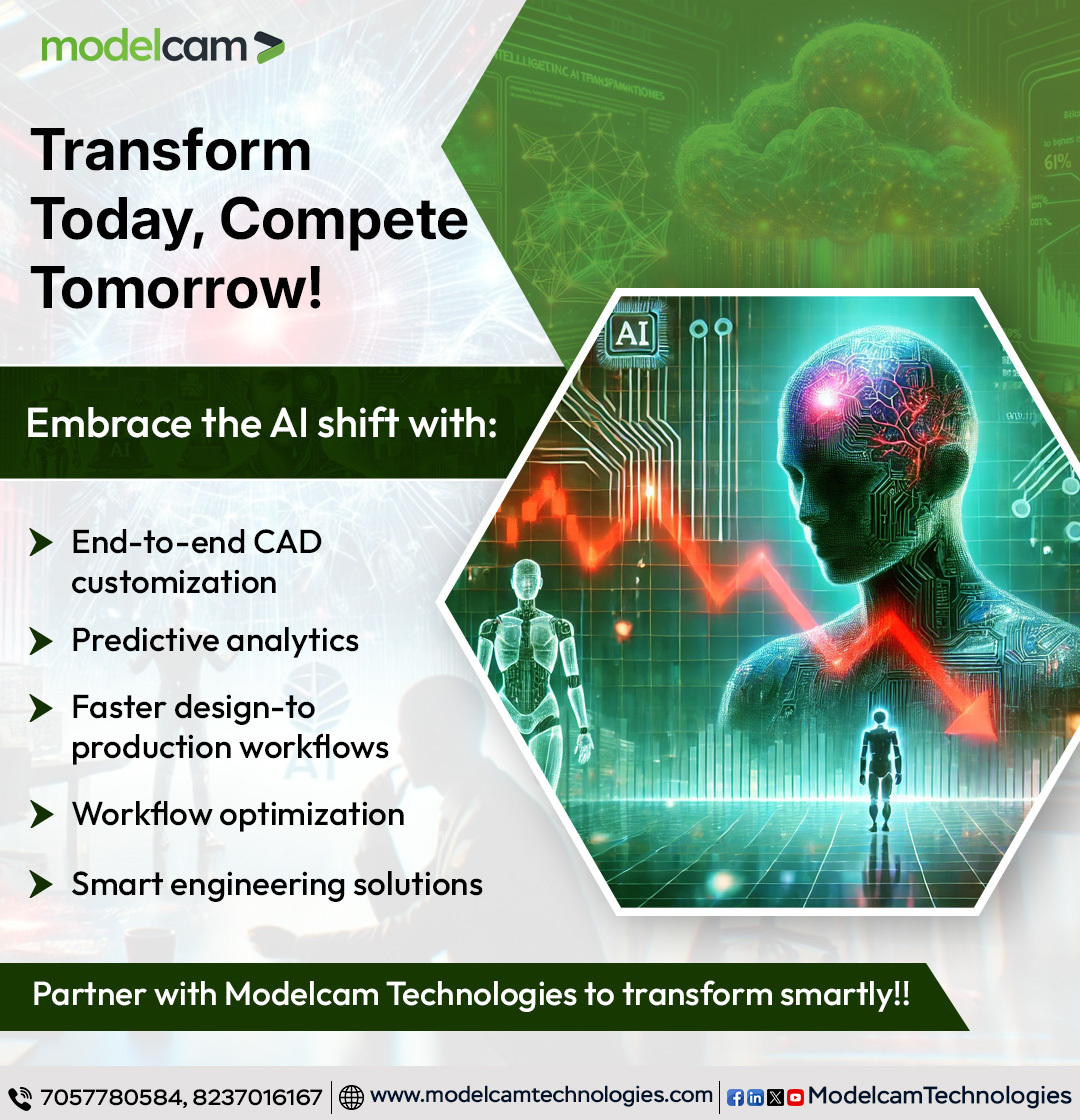 Modelcam's tweet image. Is your manufacturing biz future-ready? With CAD customization, AI, and predictive maintenance, Modelcam boosts efficiency &amp;amp; innovation.

🌐 Explore more: tinyurl.com/34syumvh

#AIinManufacturing  #SmartManufacturing #CADCustomization #DigitalTransformation