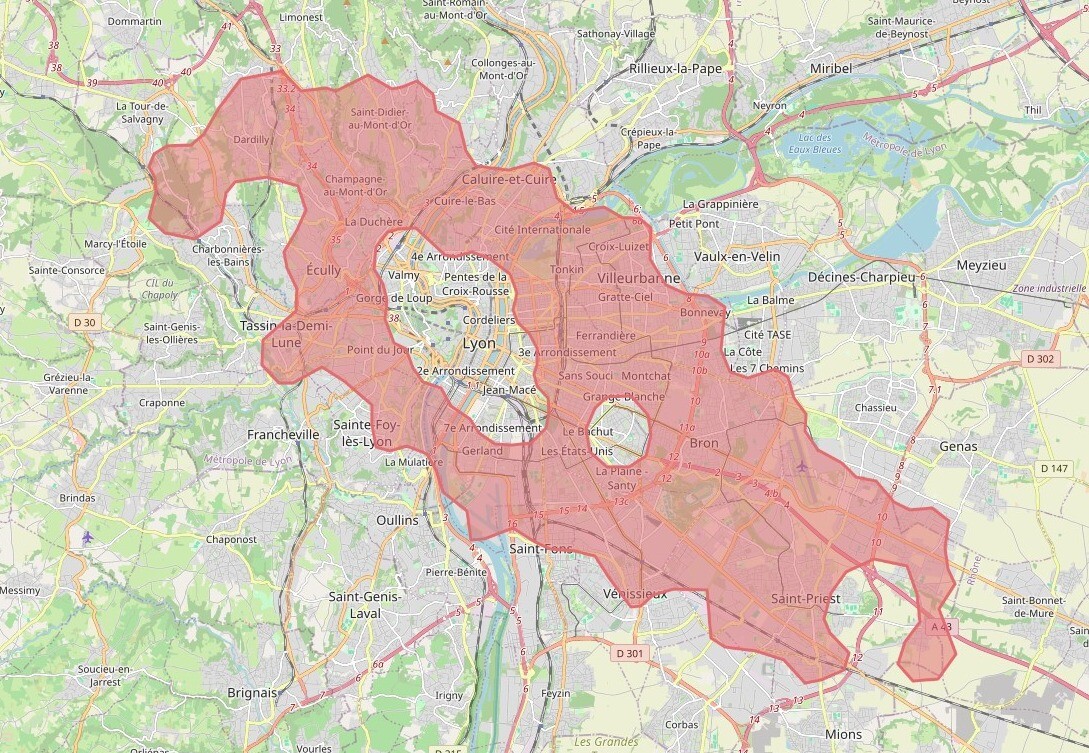 🔥Les flammes ravagent le massif des Corbières, dans l'Aude, depuis mardi. Le plus gros incendie de l'été en France a ravagé 17 000 hectares de végétation. Pour avoir une idée de ce que cela représente, voici en rouge la carte de l'incendie superposée sur la Métropole de Lyon.