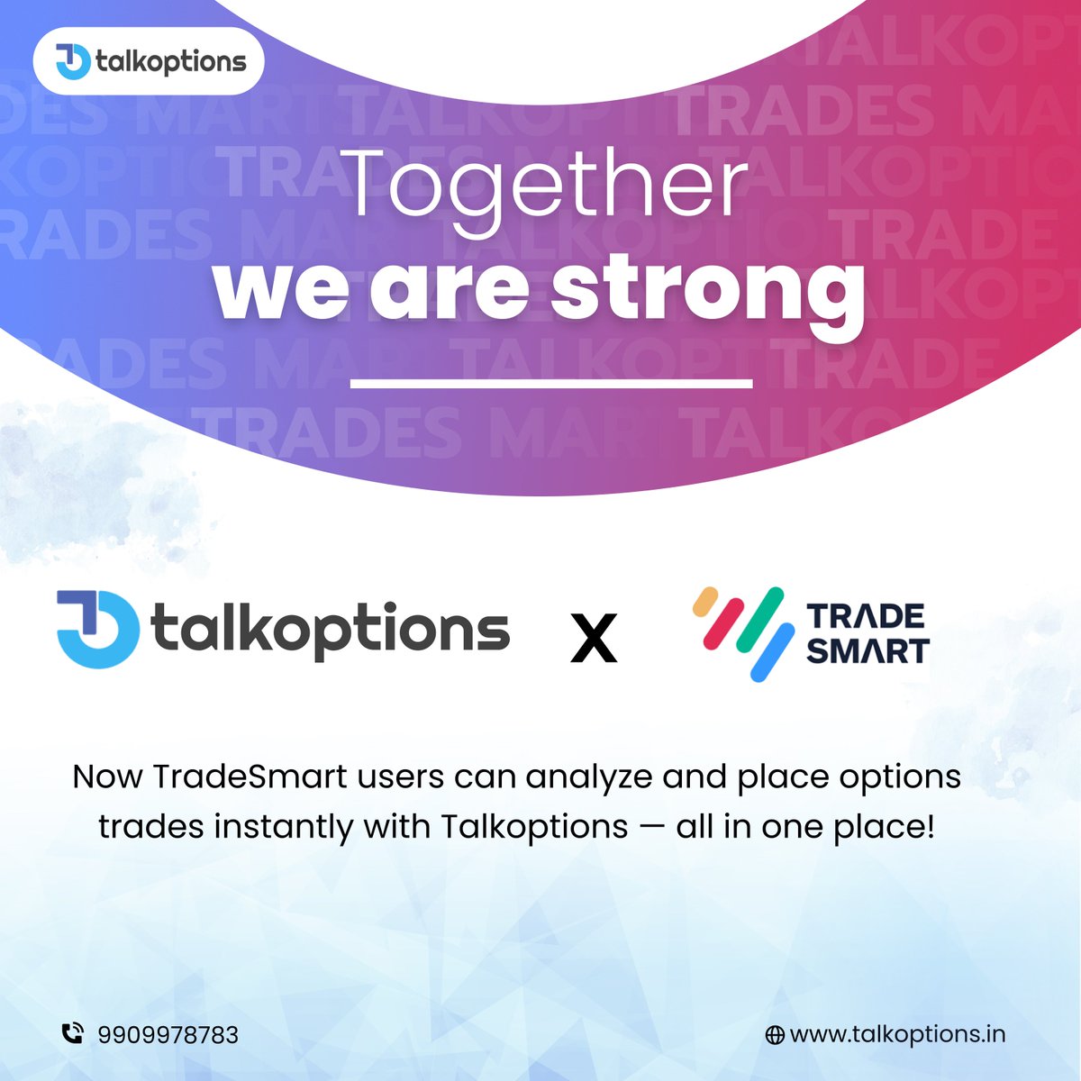 talk_options's tweet image. Talkoptions and TradeSmart have come together to transform the way you trade. Experience smooth, smarter trading like never before!

#Talkoptions #TradeSmart #SmartTrading #TradingMadeEasy #OptionsTrading #StockMarketIndia #InvestSmart #SimplifyTrading #TradingTools