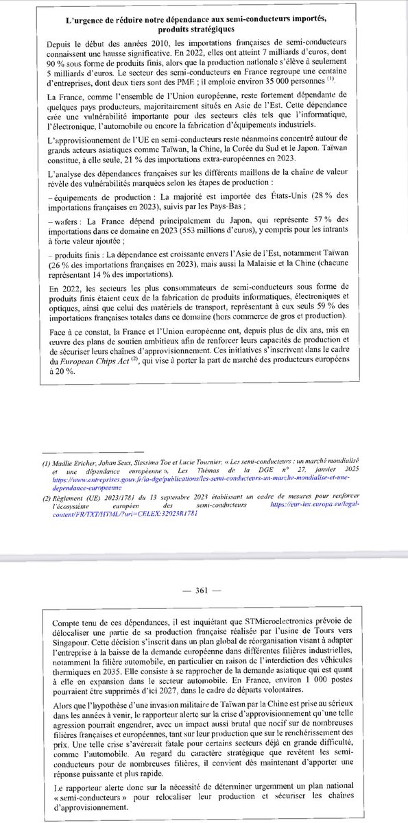 🚨 Les semi-conducteurs sont LA filière stratégique à développer d’urgence en France, comme stipulé dans mon rapport d’enquête sur l’industrie. Trump l’a compris. Sans filière nationale et en cas d’invasion de Taïwan, la France passerait d’une dépendance de l’Asie aux Etats-Unis.