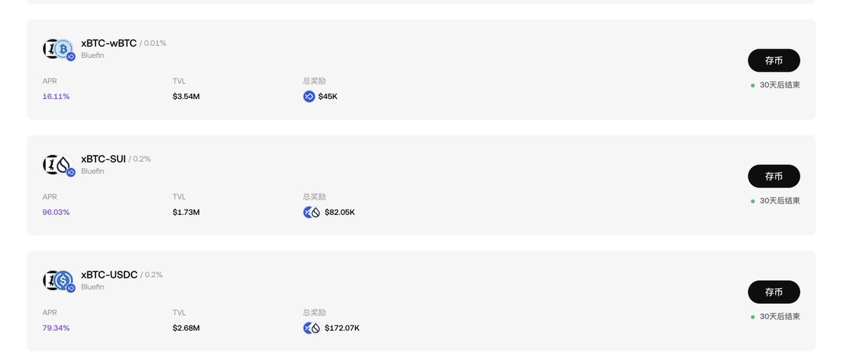 记录下蓝鳍金枪鱼Defi的第六天 <a href="/bluefinapp/">Bluefin</a> 

打开你的 <a href="/wallet/">OKX Wallet</a>  Defi ，找到xBTC ，选SUI，往下拉，找到 bluefin

刚才我去例行查看我LP头寸，发现他们竟然又增加了30天了的池子。OMG 这个月的生活费，我感觉我又可以白嫖1000-2000u