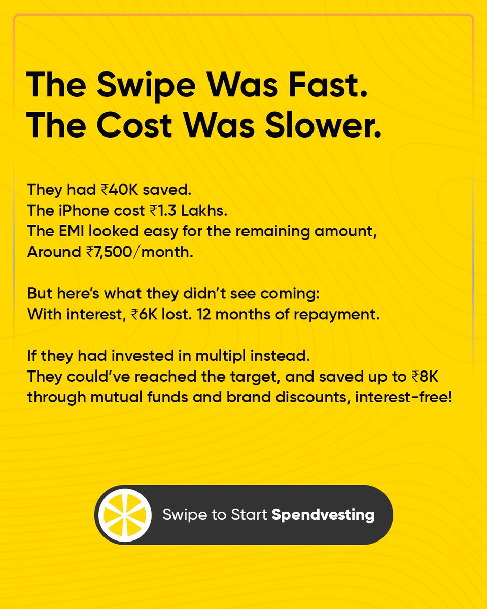 They didn’t need to wait. They just needed a smarter way to pay.
Instead, EMI interest quietly took ₹6K extra.

Same phone. Two very different outcomes.
The difference? Planning vs. swiping.

#multiplapp #spendvesting #banksavings #lostmoney #inflation #mutualfund