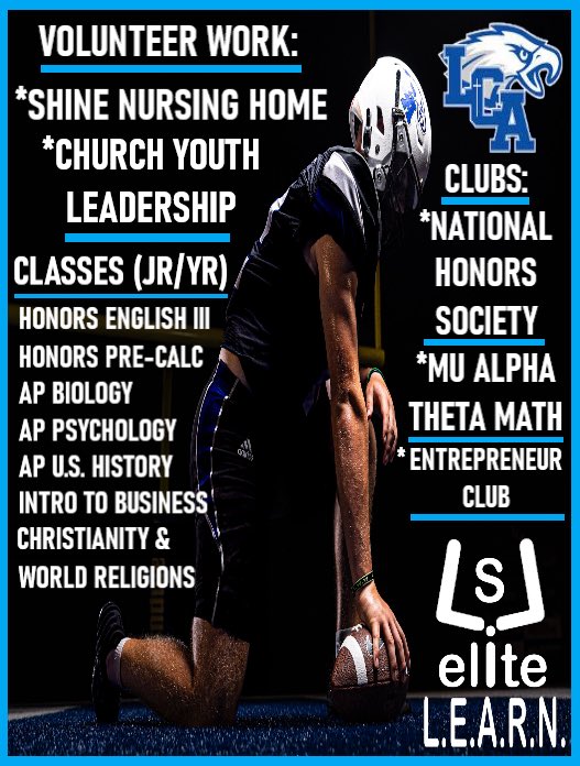 Very excited to welcome '26 <a href="/willhester42/">Will Hester (LS)</a>, from Lexington Christian Academy (Kentucky) to LSL ELITE Training (Virtual) as well as a L.E.A.R.N. Student (LSL ELITE ADVANCE RECRUITING NETWORK). 4.35 GPA, Avg. Snap Time of Sub .69!