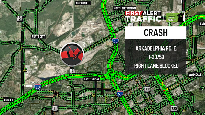 WBRC 6 Traffic (@wbrctraffic) on Twitter photo First Alert:
There is a crash on Arkadelphia Rd. E. at I-20/59 blocking the right lane. <a href="/WBRCnews/">WBRC 6 News</a> #wbrctraffic First Alert:
There is a crash on Arkadelphia Rd. E. at I-20/59 blocking the right lane. <a href="/WBRCnews/">WBRC 6 News</a> #wbrctraffic