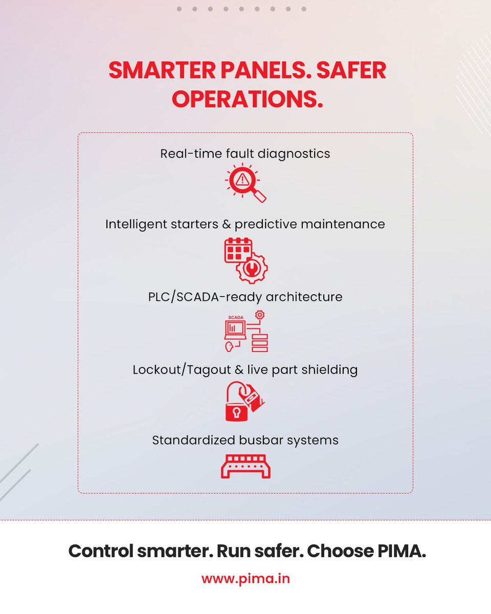 PimaControls's tweet image. From fault detection to future-readiness —
Here’s how our MCC/iMCC panels keep your plant running like a well-oiled machine.
#MCC #iMCC #FaultDetection #FutureReadiness #IndustrialAutomation #PlantEfficiency #SmartManufacturing #PimaSolutions #Pima #PimaControls