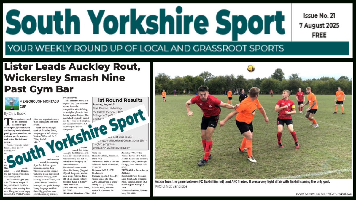 Montagu Cup (@montagucup) on Twitter photo More Mont coverage in the weekly online magazine, South Yorkshire Sport - out every Thursday at southyorkshiresport.co.uk
Also look out for coverage in the Rotherham Advertiser, Barnsley Chronicle and Doni Free Press. <a href="/FcTickhill/">FC Tickhill</a> <a href="/AfcTrades/">AFC Trades Rawmarsh.</a> More Mont coverage in the weekly online magazine, South Yorkshire Sport - out every Thursday at southyorkshiresport.co.uk
Also look out for coverage in the Rotherham Advertiser, Barnsley Chronicle and Doni Free Press. <a href="/FcTickhill/">FC Tickhill</a> <a href="/AfcTrades/">AFC Trades Rawmarsh.</a>