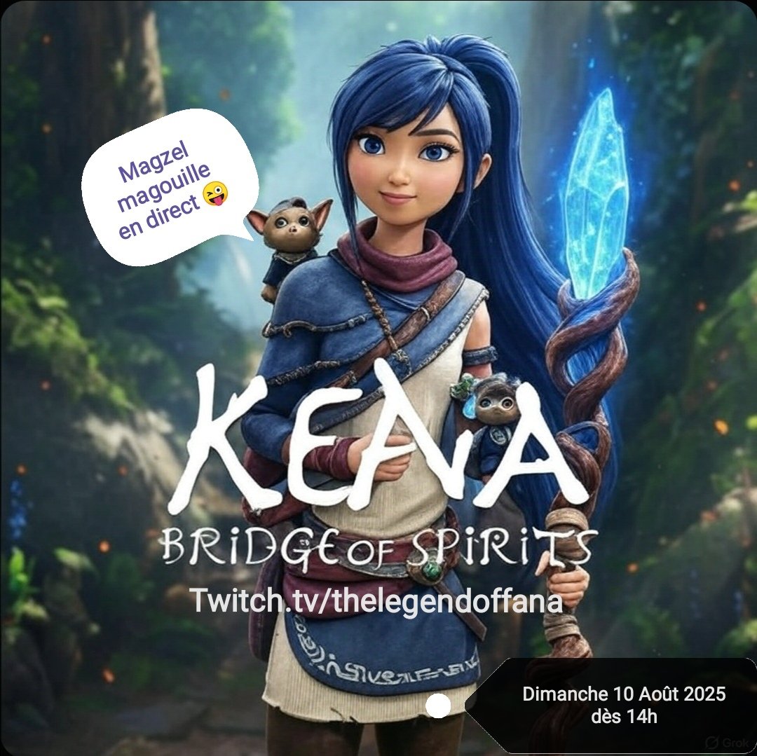 Magzel🎋Aurore🐧 (@magus1er) on Twitter photo 🎮⚠️Magzel magouille en direct⚠️🎮
Mes Twitwi on se retrouve dimanche 10 Août 2025 dès 14h pour un stream enchanteur sur le jeu #KenaBridgeOfSpirits 😃
Bien entendu le barde <a href="/NieRAutoFana/">NieRAutoFana</a> nous accompagnera durant cette aventure 😊
Lien Twitch :
Twitch.tv/thelegendoffana 🎮⚠️Magzel magouille en direct⚠️🎮
Mes Twitwi on se retrouve dimanche 10 Août 2025 dès 14h pour un stream enchanteur sur le jeu #KenaBridgeOfSpirits 😃
Bien entendu le barde <a href="/NieRAutoFana/">NieRAutoFana</a> nous accompagnera durant cette aventure 😊
Lien Twitch :
Twitch.tv/thelegendoffana