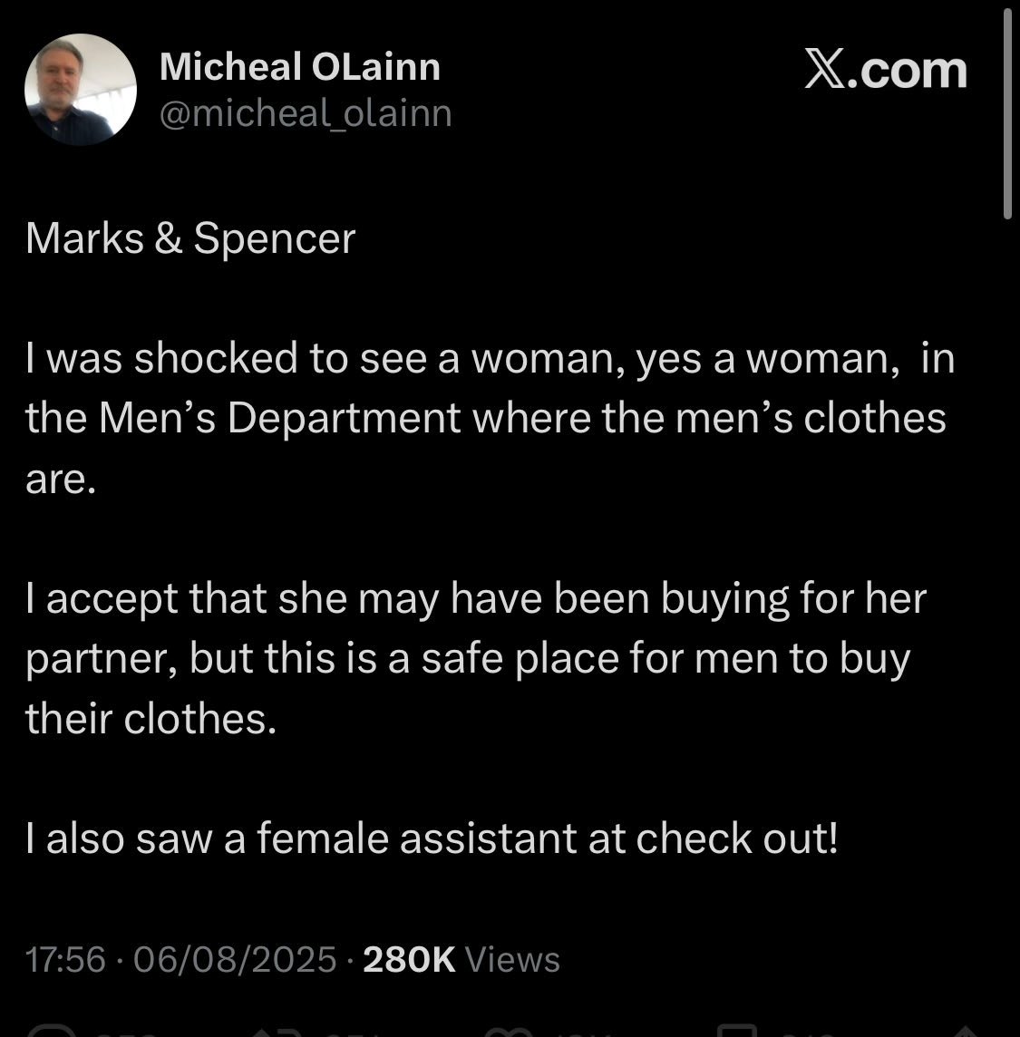 Man thinks he’s stumbled on a genius argument by revealing he can tell a man from a woman at a glance and that he knows a trans woman is a man.