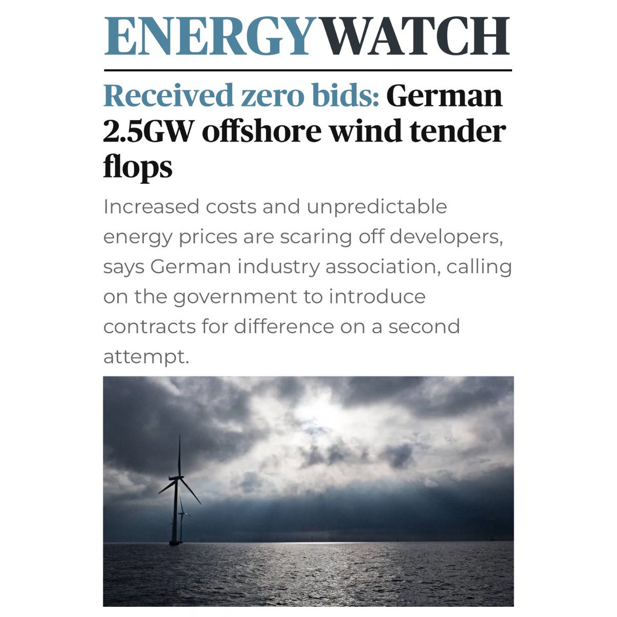 German Offshore Wind Tender Flops

Once again a wind tender flops. Denmark with 3 GW last year. Now Germany with 2.5 GW.

But what if gigawatts of clean power were just sitting there, waiting to be switched back on? ⚛️

Yeah, let’s just burn more coal instead.