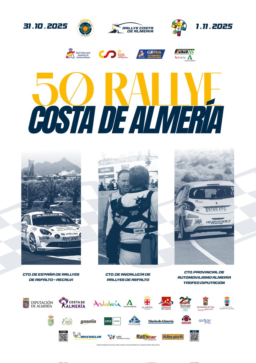 En la jornada de hoy hemos tenido el honor de presentar el cartel conmemorativo de la 50ª edición del Rallye Costa de Almería, una cita histórica que celebra medio siglo de tradición automovilística en nuestra provincia

#RallyeCostaDeAlmería #AutomóvilClubDeAlmería