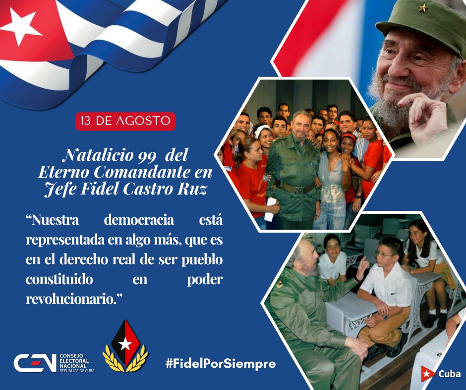 Consejo Electoral Provincial Sancti Spíritus (@consejossptus) on Twitter photo En el contexto del 99 cumpleaños de #FidelPorSiempe conozca algunos de sus opiniones sobre la verdadera democracia #FidelViveEntreNosotros #JuntosPorLaDemocracia <a href="/EneidaPc71479/">Eneida PC</a> <a href="/AlinaBalse87002/">Alina_Balseiro</a> <a href="/Elecciones_Cuba/">Elecciones en Cuba</a> <a href="/NeisaMuro/">Neisa Muro Ríos</a> <a href="/ramospor_cuba/">Arián Ramos Gutiérrez🇨🇺</a> <a href="/EraidaAguilar/">Eraida Espinosa Aguilar</a> En el contexto del 99 cumpleaños de #FidelPorSiempe conozca algunos de sus opiniones sobre la verdadera democracia #FidelViveEntreNosotros #JuntosPorLaDemocracia <a href="/EneidaPc71479/">Eneida PC</a> <a href="/AlinaBalse87002/">Alina_Balseiro</a> <a href="/Elecciones_Cuba/">Elecciones en Cuba</a> <a href="/NeisaMuro/">Neisa Muro Ríos</a> <a href="/ramospor_cuba/">Arián Ramos Gutiérrez🇨🇺</a> <a href="/EraidaAguilar/">Eraida Espinosa Aguilar</a>