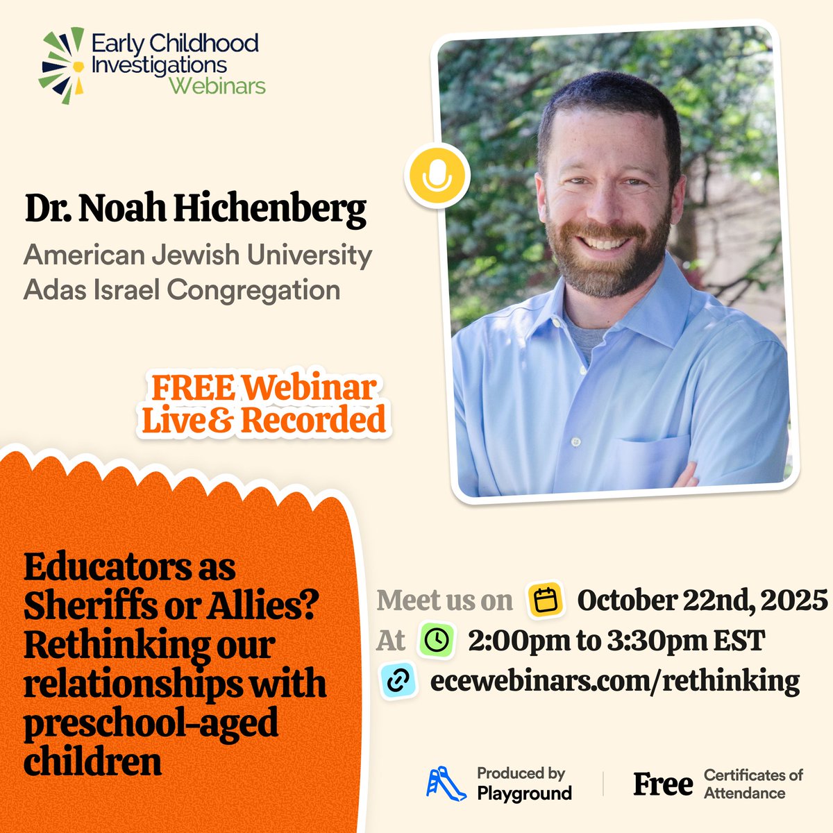 Do you feel stuck being the “sheriff” in your classroom? 🚨

Join Noah Hichenberg on Aug 22 to learn how to shift from control to collaboration—and reframe resistance as agency.

🎟 Register: ecewebinars.com/rethinking-x

#EarlyEd #ECIWebinars #TrustingChildren #ChildAgency