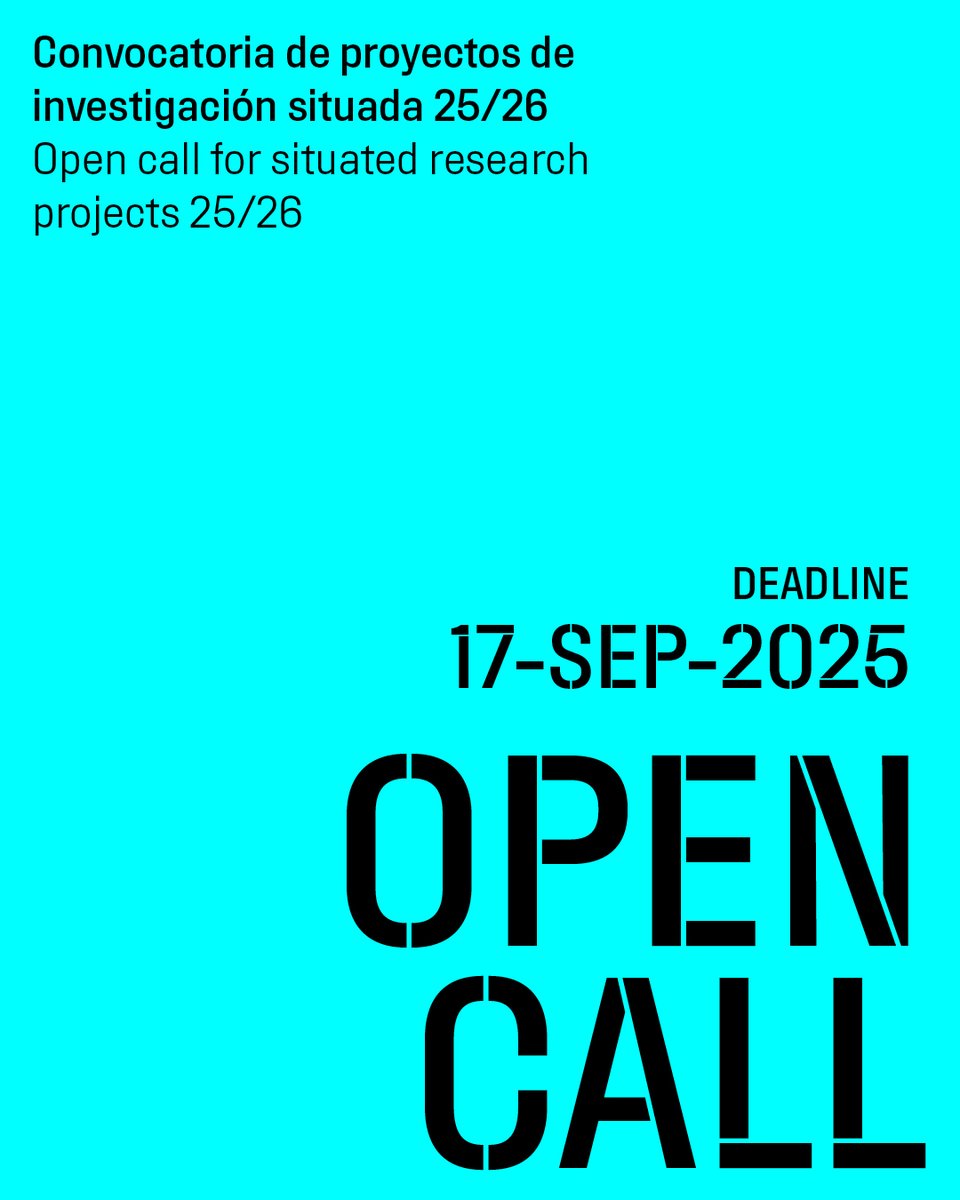 📢#ConvocatoriaAbierta de <a href="/medialabMM/">Medialab Matadero</a> 

Se buscan tres propuestas de Investigación Situada sobre tecnología, diseño, arte, ciencia y sociedad para una residencia de 12 meses en #MataderoMadrid.

➕Más info y bases⤵️
mataderomadrid.org/convocatorias/…

📆Plazo abierto hasta 17 de septiembre
