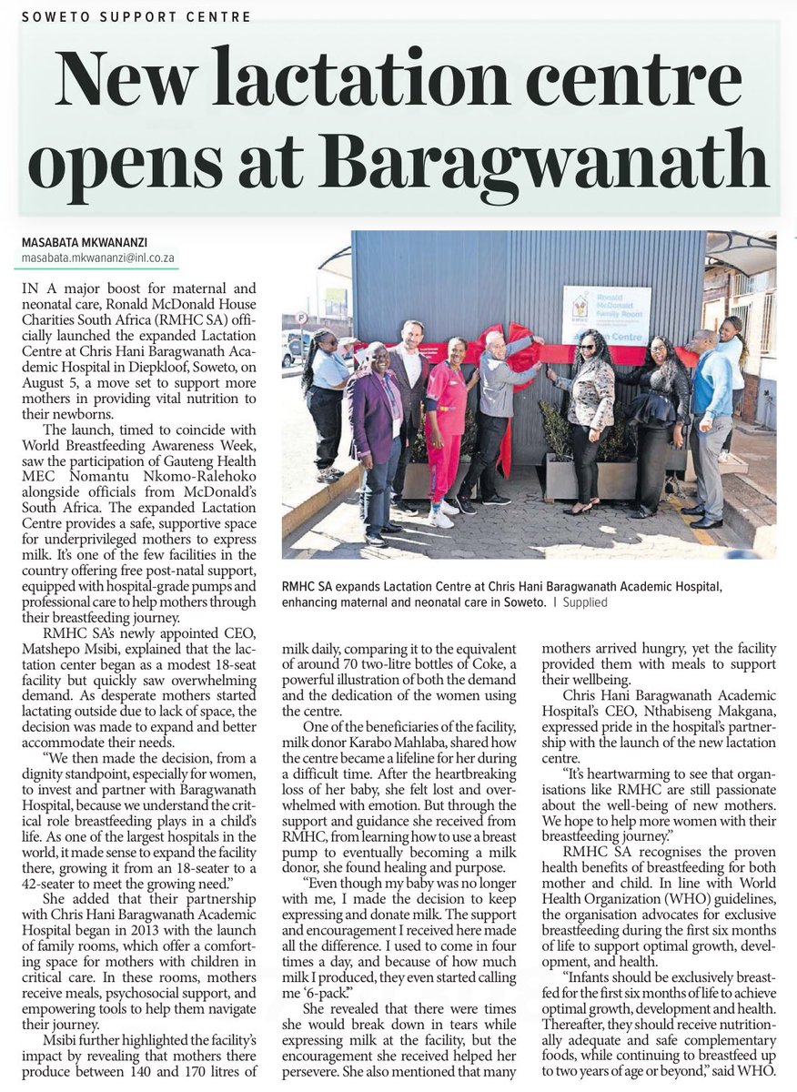 New lactation centre opens at Baragwanath ~ <a href="/TheStar_news/">The Star</a>