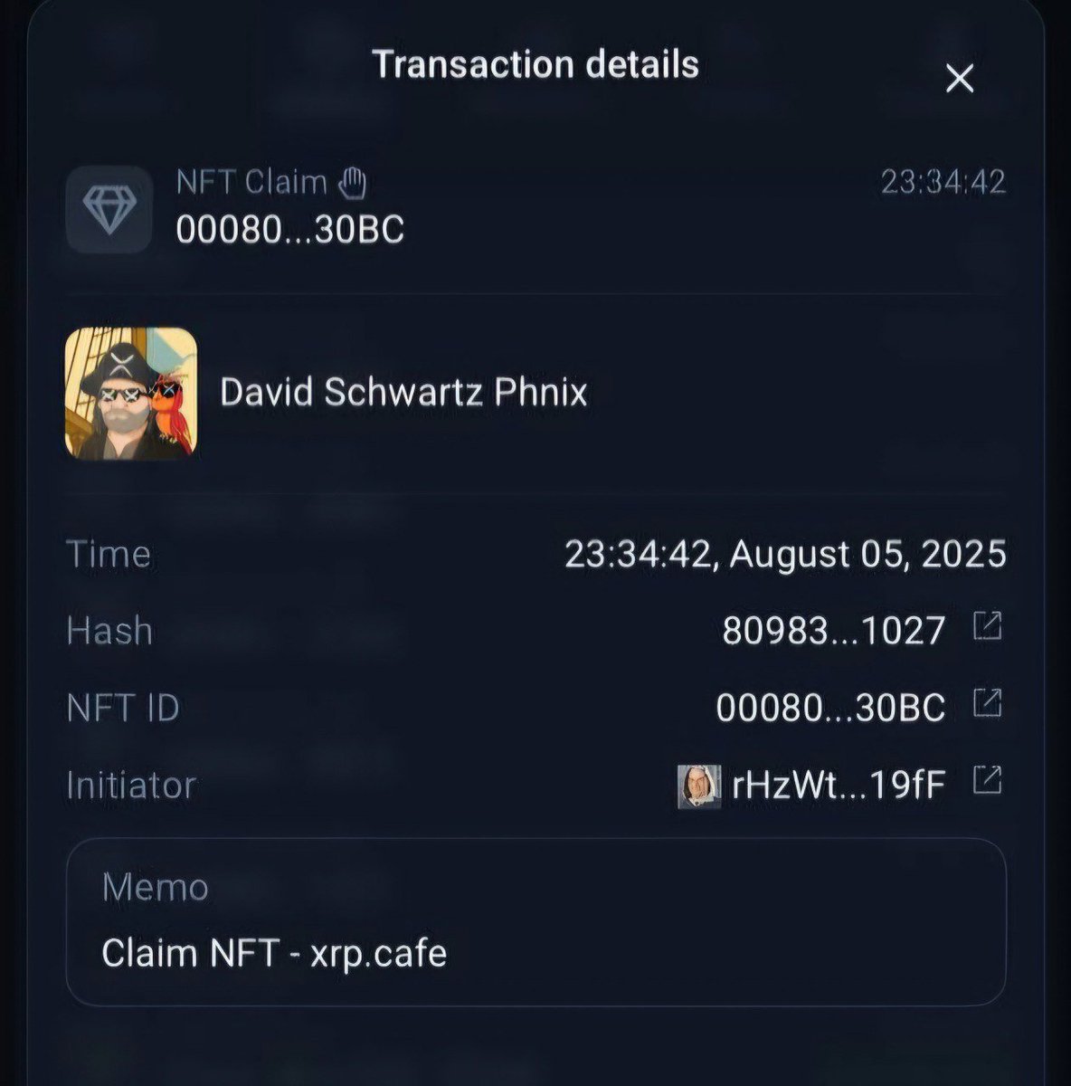 Thank you, <a href="/JoelKatz/">David 'JoelKatz' Schwartz</a>, on behalf of the $PHNIX community, for accepting our NFT gift. 🙌

We hope you're happy to own the rarest NFT in our collection. It's our way of saying thank you for your hard work in making XRPL a reality.🧡

$XRP