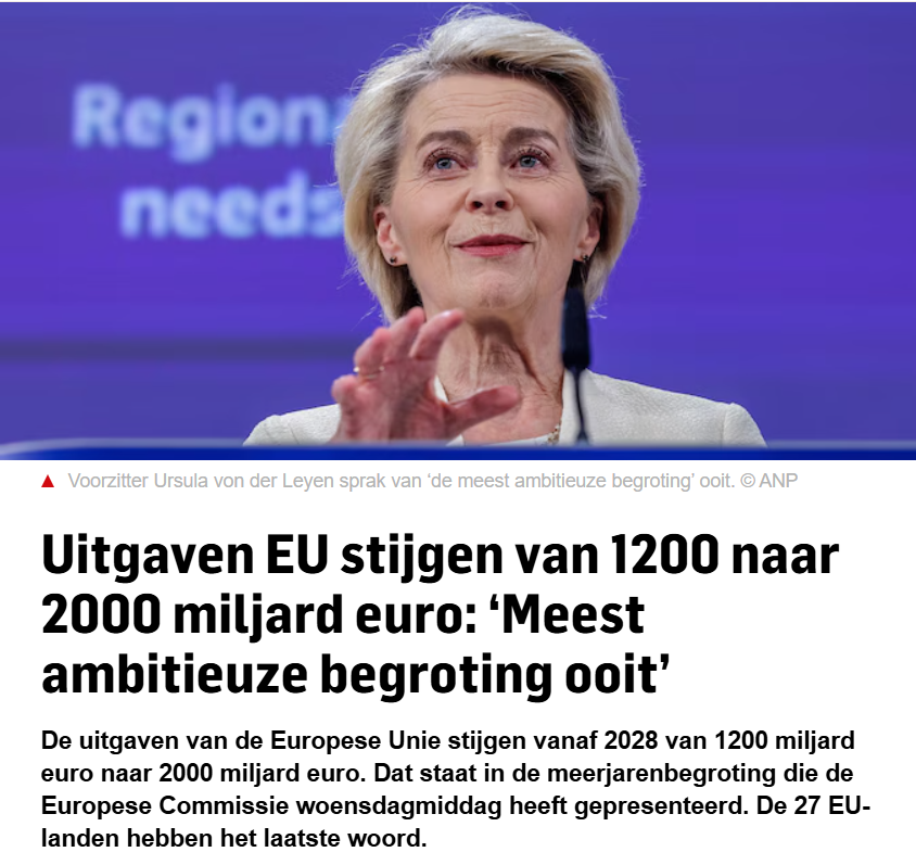 De #EU komt met een nieuwe begroting van 2000 miljard en tal van Europese belastingen.... We werden ooit lid omdat lidmaatschap voordelen met zich meebracht.... Ik denk  dat we de huidige #EU zo snel mogelijk moeten verlaten. Wat is uw mening in deze?