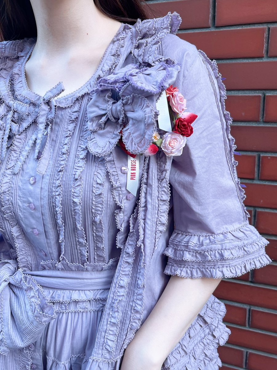 【試着のみ】ピンクハウス アジサイ柄 サッシュベルト付き 豪華段々ワンピース 試着のみ】ピンクハウス アジサイ柄 サッシュベルト付き 豪華段々