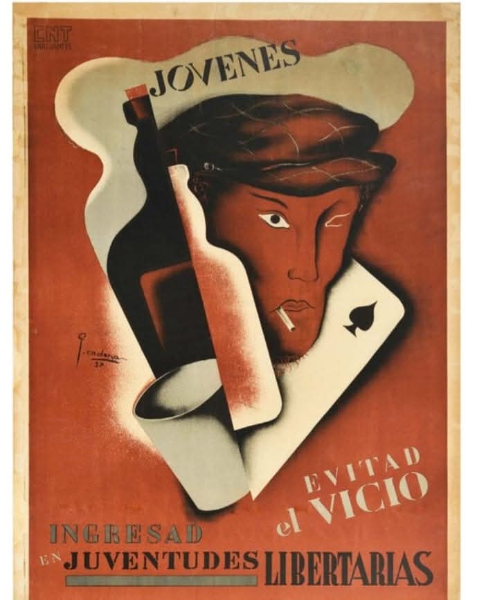 "Νέοι, αποφύγετε τις κακές συνήθειες
Ενταχθείτε στην ελευθεριακή νεολαία!"