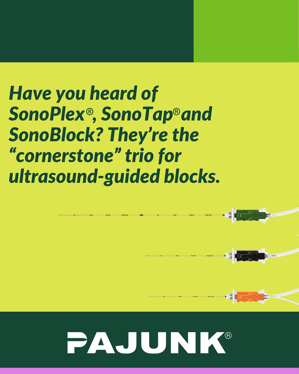 Have you heard of SonoPlex®, Sono Tap®and SonoBlock? They're the "cornerstone" trio for ultrasound-guided blocks.

If you would like to find out more, contact us at info@pajunk.co.uk 

#ultrasoundguidedinjection #PAJUNKuk