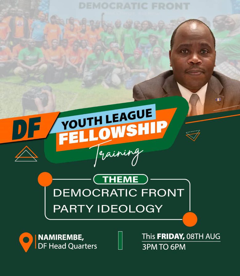 Democratic Front (DF) (@democraticfr) on Twitter photo NOTICE:
<a href="/democraticfr/">Democratic Front (DF)</a> Youth League Fellowship resumes this Friday 8, 2025 at the Party's Headquarters in Namirembe.
Aimed at nurturing young leaders, it will focus on the Party's unique IDEOLOGY
#RealChangeActNow
<a href="/MathiasMpuuga/">Mathias Mpuuga</a> <a href="/HonKakembo/">Hon. Kakembo Michael</a> <a href="/juliet_kakande/">Juliet Nakabuye Kakande</a> <a href="/AbedBwanika/">Abed Bwanika</a> NOTICE:
<a href="/democraticfr/">Democratic Front (DF)</a> Youth League Fellowship resumes this Friday 8, 2025 at the Party's Headquarters in Namirembe.
Aimed at nurturing young leaders, it will focus on the Party's unique IDEOLOGY
#RealChangeActNow
<a href="/MathiasMpuuga/">Mathias Mpuuga</a> <a href="/HonKakembo/">Hon. Kakembo Michael</a> <a href="/juliet_kakande/">Juliet Nakabuye Kakande</a> <a href="/AbedBwanika/">Abed Bwanika</a>