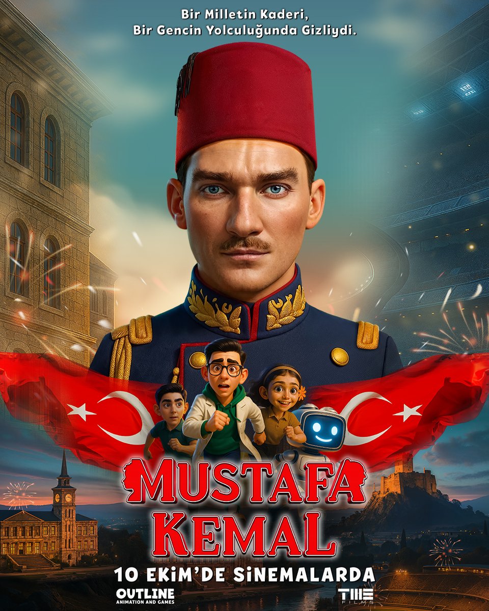 🇹🇷“Bir milletin kaderi, bir gencin yolculuğunda gizliydi.”

💫Atatürk’ün gençlik yıllarına doğru bir yolculuğa çıkmaya hazır mısınız?

🇹🇷Cumhuriyetimizin kurucusu Mustafa Kemal Atatürk’ün gençliğini anlattığımız animasyon sinema filmi serimizin 2. filmi “MUSTAFA KEMAL” 10 Ekim’de