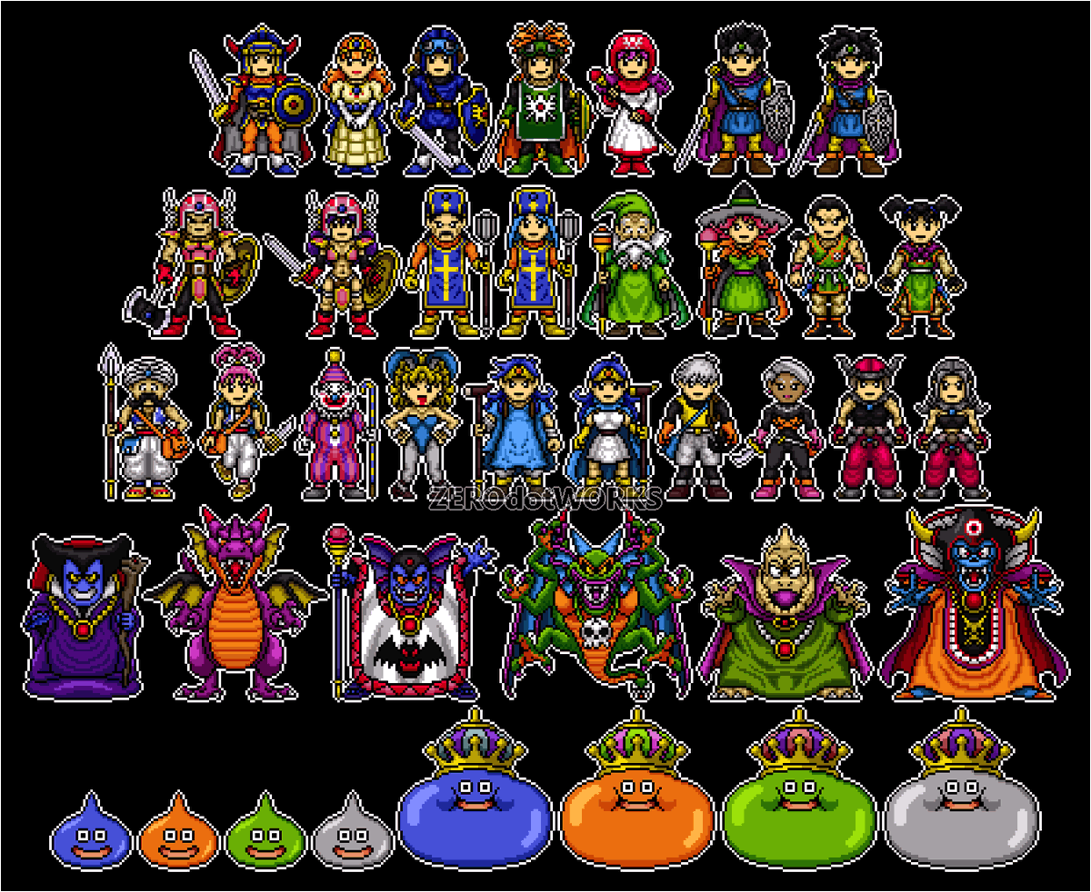 私はこういう絵師です ゲームキャラ等をドット絵でいっぱい描きます。
