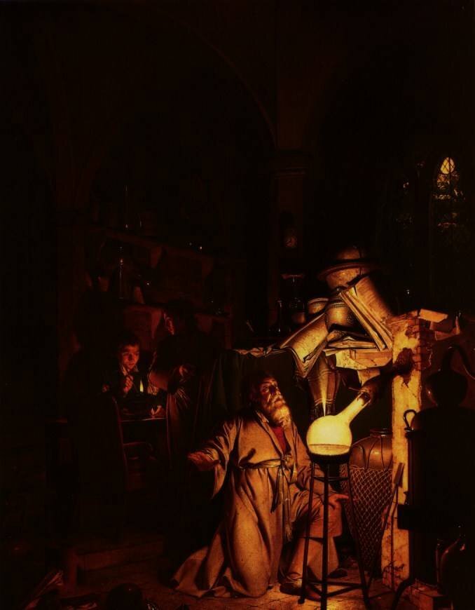The Alchemist Discovering Phosphorus or The Alchemist in Search of the Philosophers Stone #artbots #wright