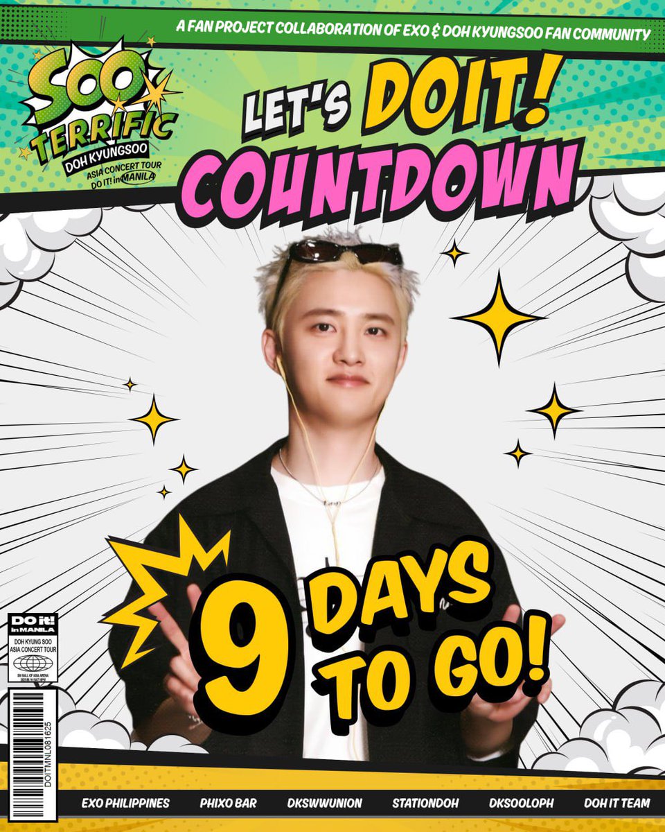 DOIt_MNL's tweet photo. [NOTICE] 📣
9 DAYS TO GO! 

It’s almost time! Kyungsoo will be back in Manila in just a few days!
More thrilling updates coming soon, so stay tuned! 😘

Your DOH-nation today brings every project to life! (Donation form: https://t.co/TokWNqmsU3)

#SooTerrificinMNL #DOITinMNL🇵🇭 #DoItManila #도경수 #DOHKYUNGSOO #DO #Kyungsoo #ASIACONCERT_DOit #DOit2025 #EXO #CompanySooSoo 
@companysoosoo_ @WilbrosLive @dks_wwunion @EXOPhils @PhixoBar @stationdoh @DOrKyungsooPH @dksooloPH