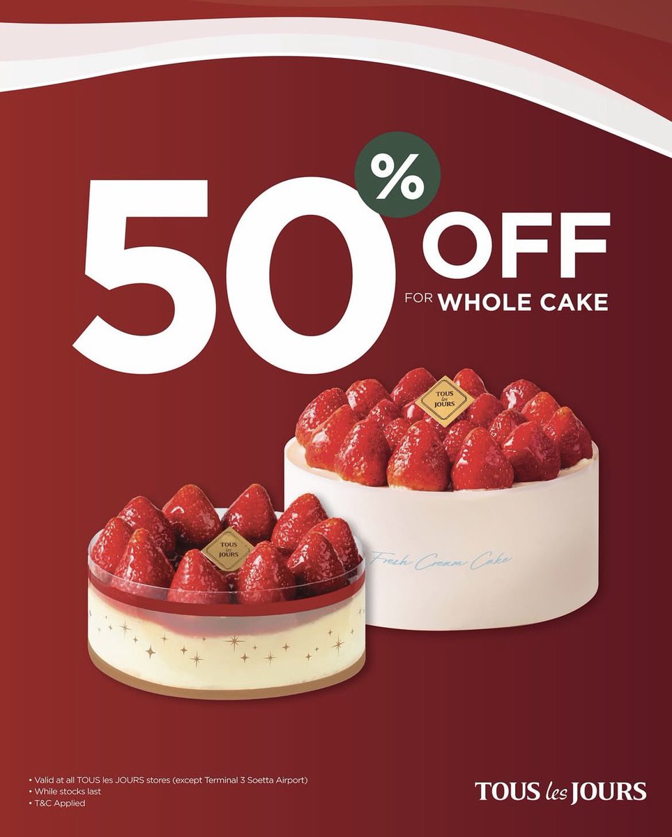 smurfpii's tweet photo. TOUS les JOURS Independence Day Deals! 
🗓️ 8-21 Agustus 2025

• All Whole Cake diskon 50% 
• Setiap pembelian Whole Cake dapatkan extra treat Buy 1 Get 1 Free Pan Bread
• Lihat T&amp;C dipict ke-4

Langsung cek semua promo di sini:
https://t.co/bV308CCKtC https://t.co/B8ROWIk5IH