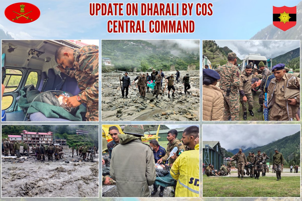 BeenaKhemani's tweet image. Uppdate: #MudslideReliefOperations #HADR 
Lt Gen Navin Sachdeva, Chief of Staff,HQ Central Command, shared a detailed update on intensified HADR efforts of the @adgpi,in cloudburst hit #Dharali,nr #Harsil, #Uttarakhand.  

@IAF_MCC @ukcmo @EAC_IAF @avm_pranaysinha @ChinarcorpsIA