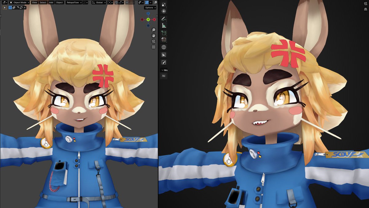 it's fun having the different expression shape keys set up then mixing them