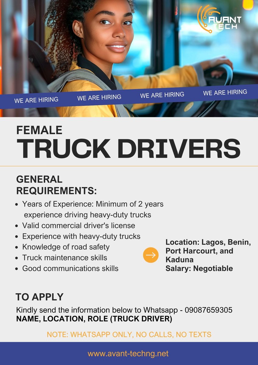 AvantTechNg's tweet photo. #hiring #HiringNow #jobsearch 

Find more jobs here
https://t.co/znGaG0TdmR https://t.co/KdnOJFe7XK