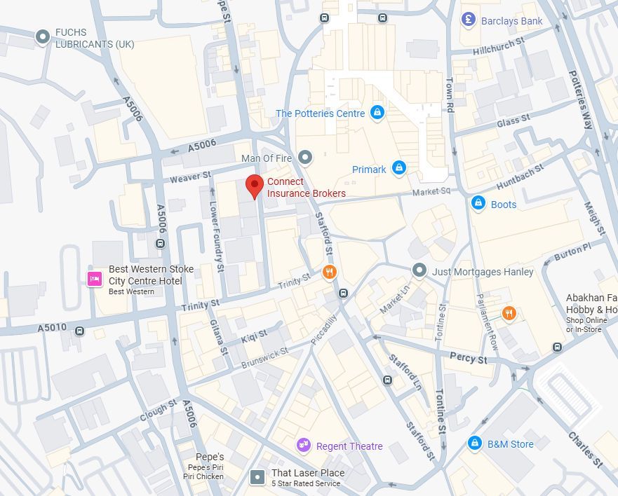 WHERE CAN YOU FIND CONNECT INSURANCE BROKERS? 📍 🗺️ 

We're located at:- Connect House, Foundry Street, Hanley, Stoke-on-Trent. ST1 5HE 

Are you a local taxi driver? 🚕 

Visit our office to get a quote or call 01782 200710 ☎️ 

#ConnectInsuranceBrokers #TaxiInsurance #Stoke