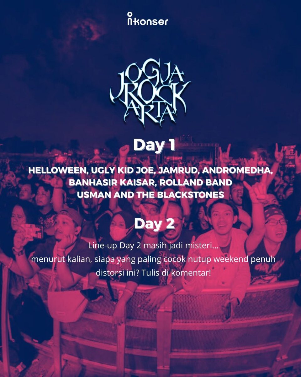JogjaROCKarta 2025 Siap Guncang Yogyakarta Selama Dua Hari, hari pertama udah panas, kira-kira siapa yang bakal Berdistorsi keras di hari ke dua? 
#jogjarockarta #ikonser #konser