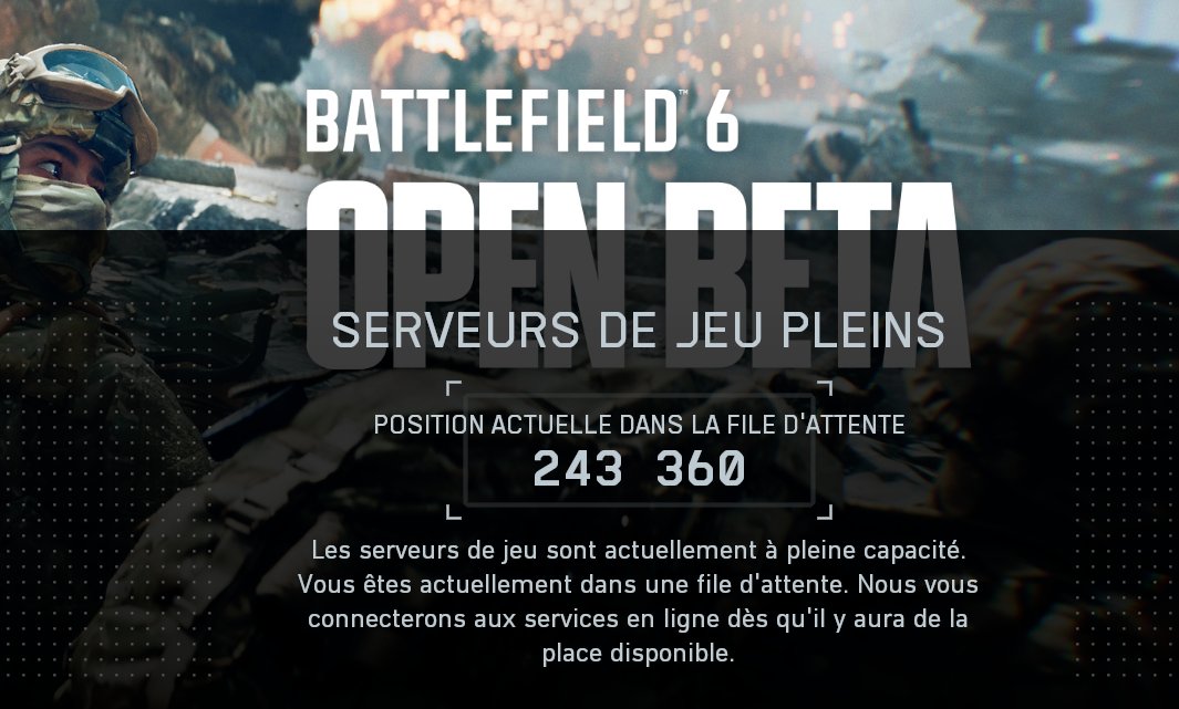 INCROYABLE !
On ne parle pas d'une sortie d'un jeu à succès impromptu là.
On parle d'une bêta fermé avec accès par clé Bêta, donc ils savent le nombre de clés distribué. (Open Bêta le 9!)
Pas normal d'avoir +1h de file d'attente dans ces conditions -_-