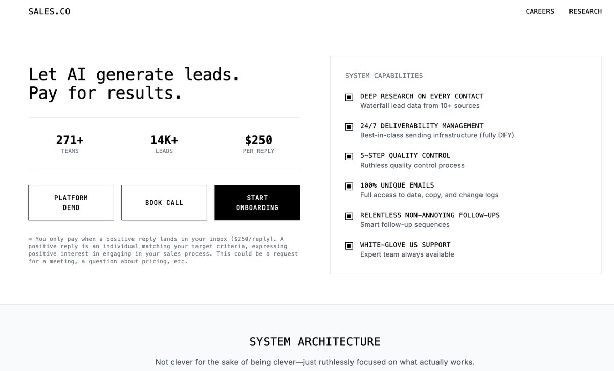 sales.co is one of the best landing page I saw recently:

1. No bullshit. Clear message and value proposition.
2. Social proof.
3. Numbers and convincing metrics.

4. It could be a perfect landing page for a dev tool or an API product.
