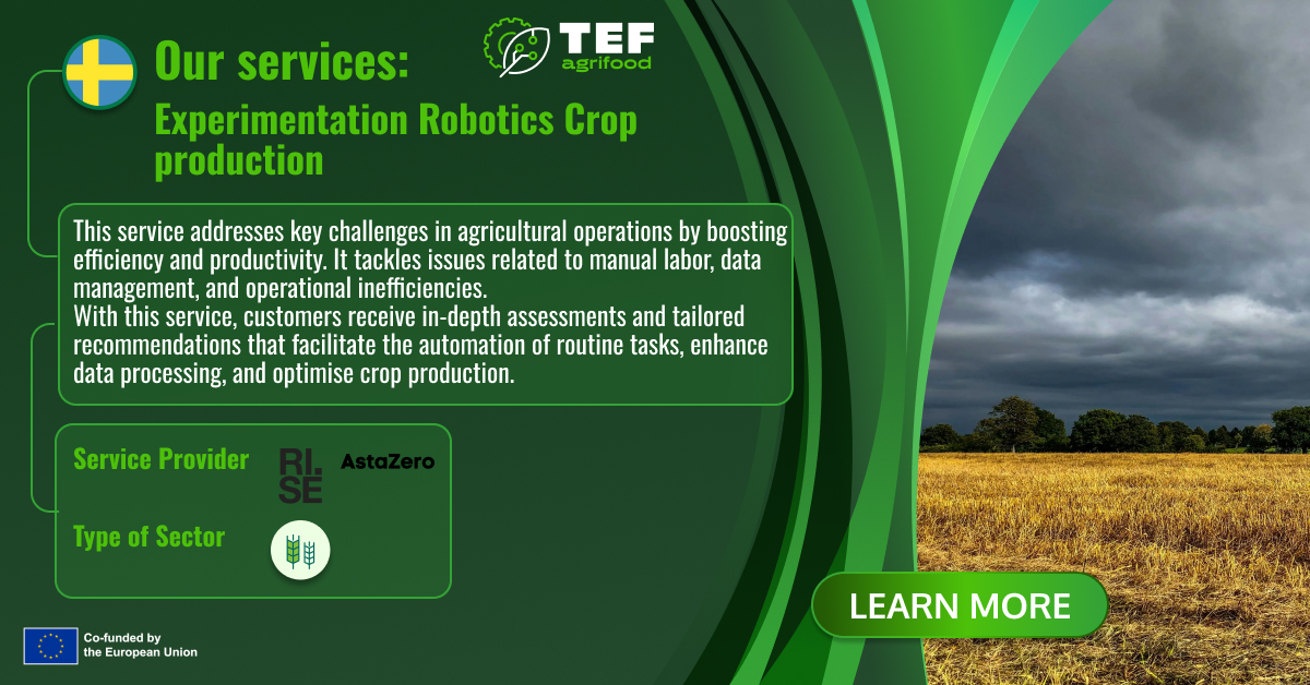 🔍 This week, we're flying north to discover our #weeklyservice in Sweden!

🚜 Here, <a href="/RISEsweden/">RISE</a> and AstaZero partner with companies to customise AI and robotics solutions for the agricultural sector, offering services that are tailored to meet each company's unique needs.

🧐
