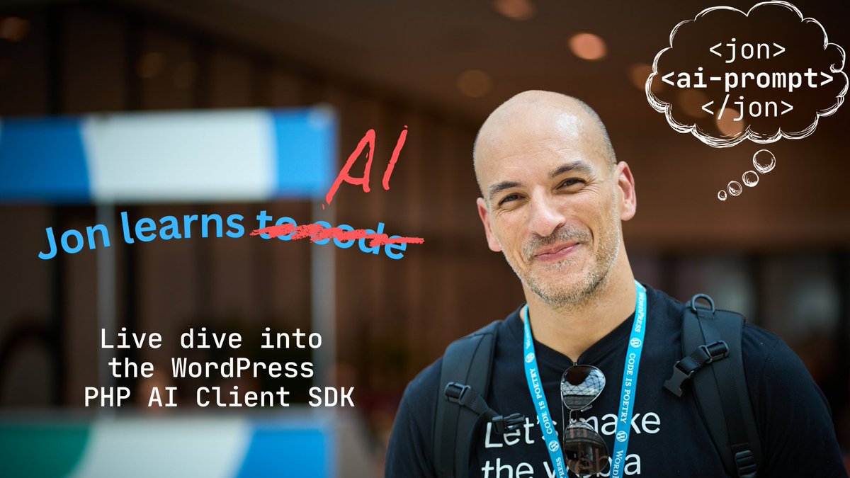 New AI Coding live stream: Live dive into the WordPress PHP AI Client SDK. Join me this Friday at 11:00 UTC as we take a look at what the future of the new PHP AI Client SDK might be. twitch.tv/jonathanbossen…

#wordpress #coding #ai