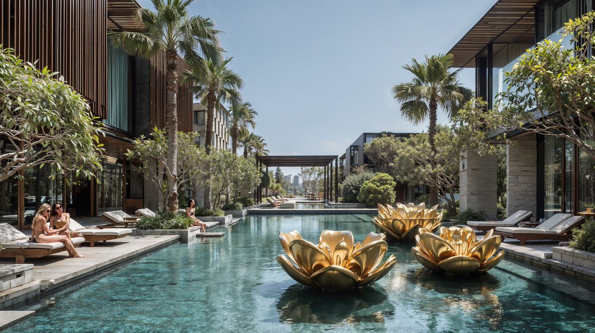 Lotus doré, piscine d'un hôtel resort de rêve
Les traditions locales constituent la colonne vertébrale de l'offre aquatique destinée aux loisirs des clients.
👉 amusementlogic.fr/nouvelles-de-l…

🌸 #resort #luxe #piscine #design #hôtellerie #amusementlogic