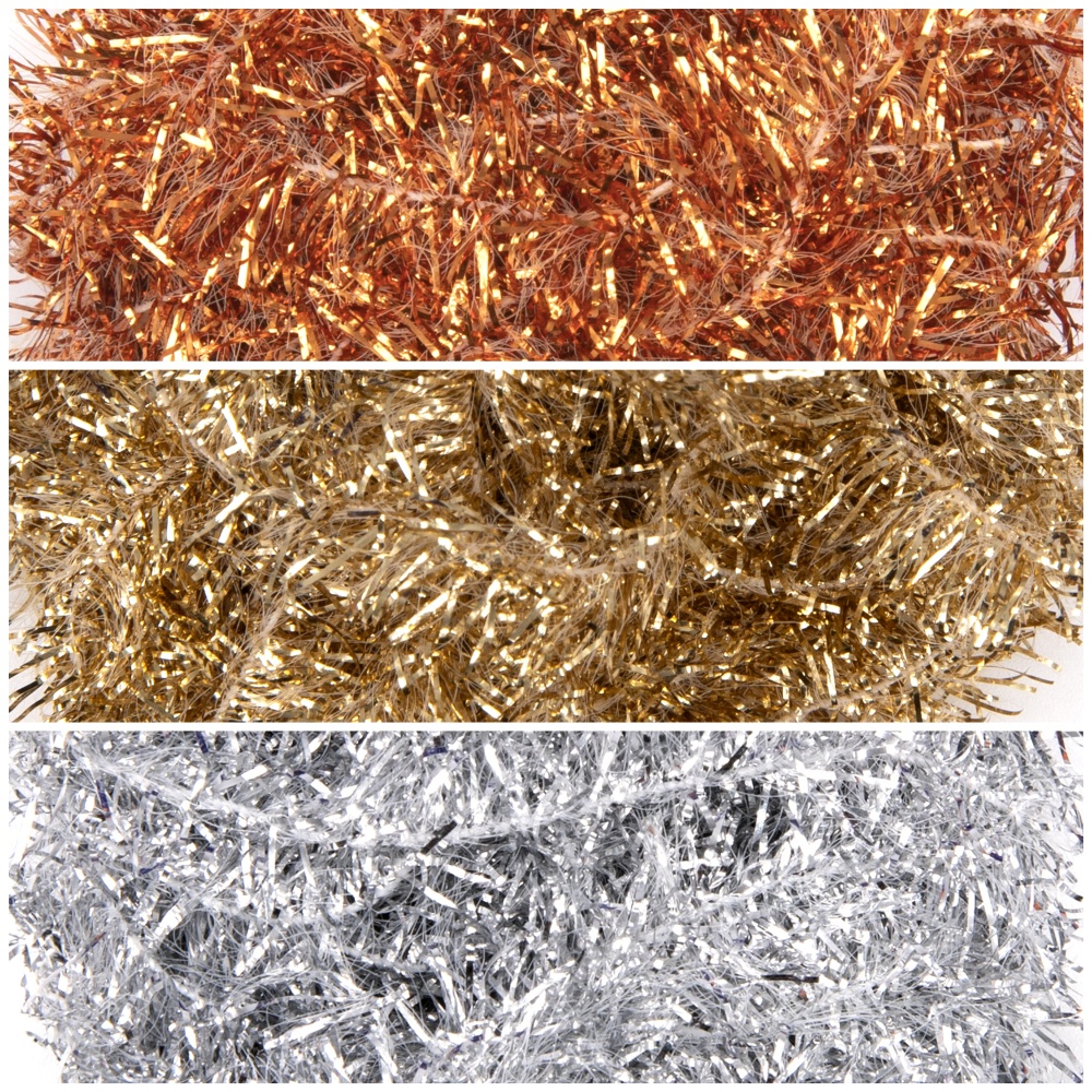 Which colour of our stunning Metallic Tinsel are you choosing?
semperfli.net/BCSP0043.html

It's available in 4mm, 8mm &amp; 15mm in Copper, Gold and Silver! A fantastic chenille for using on trout streamers and even saltwater flies! 

#semperfli #tiewithsemperfli