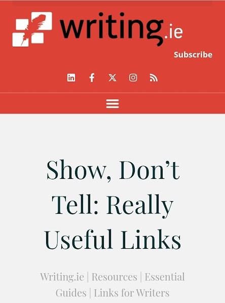 'One of the crucial techniques that all writers need to master when they start out – and we ALL struggle with, is Show, Don’t Tell.'

Show, Don’t Tell: Really Useful Links with <a href="/samblakebooks/">Sam Blake</a> 

writing.ie/resources/show…
#writingtips #WritingCommunity #writers
