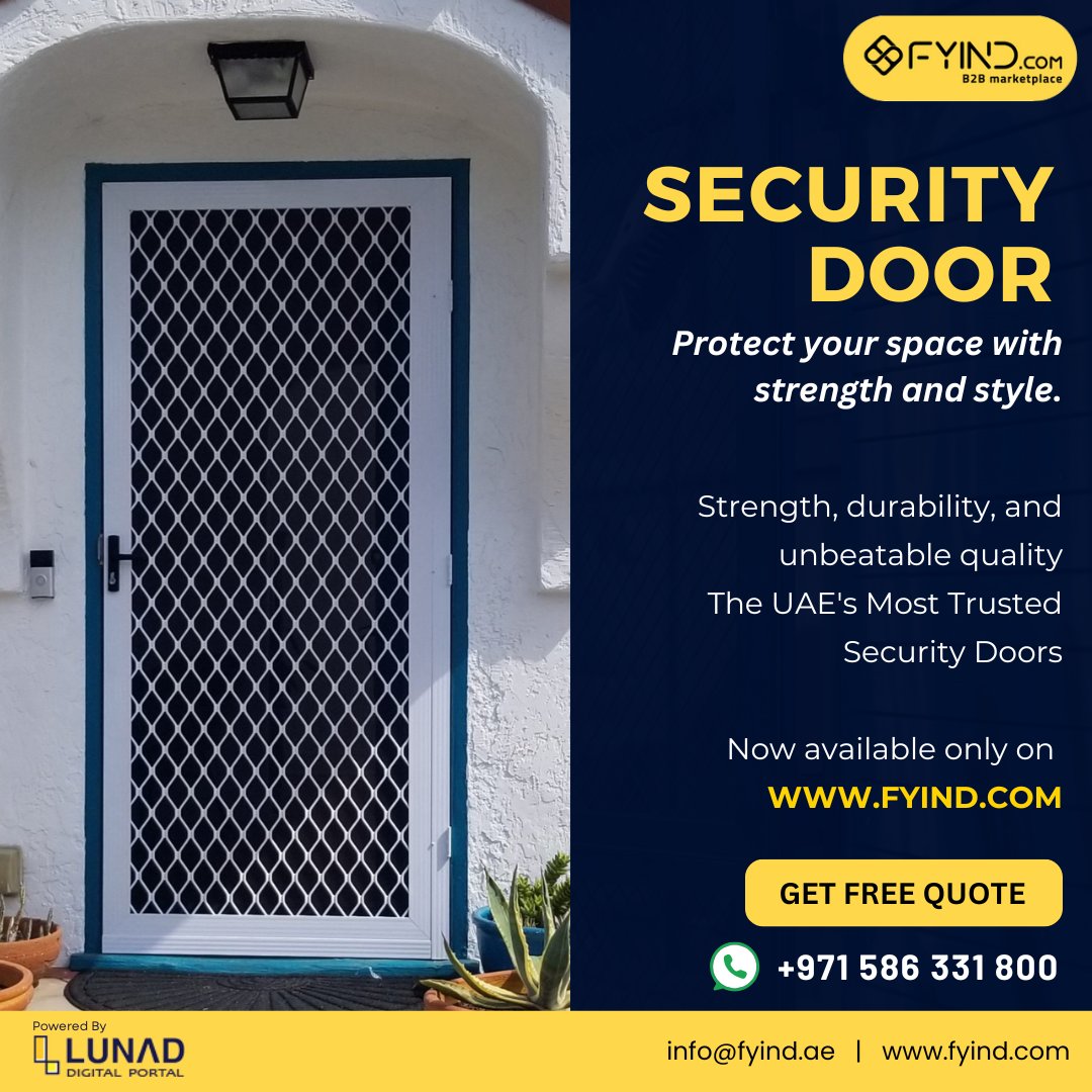 FYIND_COM's tweet image. Choose UAE’s most trusted security doors where strength meets style! Connect with verified suppliers and get a custom quote at FYIND - fyind.com/uae/en/buildin…

.

#SecurityDoors #Doors #Furniture #Construction #BuildingMaterials #FYIND #UAEbusiness #B2BMarketplace #UAE #Dubai