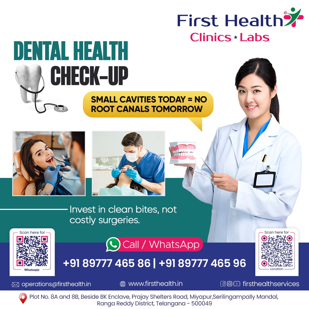 firsthealthlabs's tweet image. Don’t wait for pain to act!
Detect cavities before they become costly.
Your smile deserves expert care.
Book your dental check-up today at First Health.

Visit us: firsthealth.in
Contact: +91 89777 46586

 #FirstHealthLabs #DentalHealth #CavityCare #FirstHealthClinics