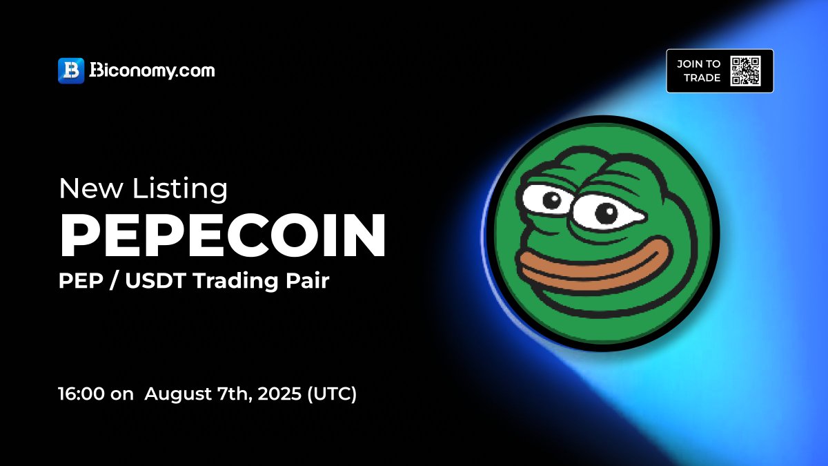 Biconomy.com (@biconomycom) on Twitter photo 🚀NEW LISTING🔥 $PEP
Biconomy.com will list <a href="/PepecoinNetwork/">Pepecoin (PEP)</a> with the #PEP / #USDT trading pair at 16:00 on August 7th, 2025 (UTC)🔥
✅Open deposit and withdrawal time: Deposit and withdrawal functions are enabled
About #Pepecoin:
"Pepecoin is the world's first 🚀NEW LISTING🔥 $PEP
Biconomy.com will list <a href="/PepecoinNetwork/">Pepecoin (PEP)</a> with the #PEP / #USDT trading pair at 16:00 on August 7th, 2025 (UTC)🔥
✅Open deposit and withdrawal time: Deposit and withdrawal functions are enabled
About #Pepecoin:
"Pepecoin is the world's first