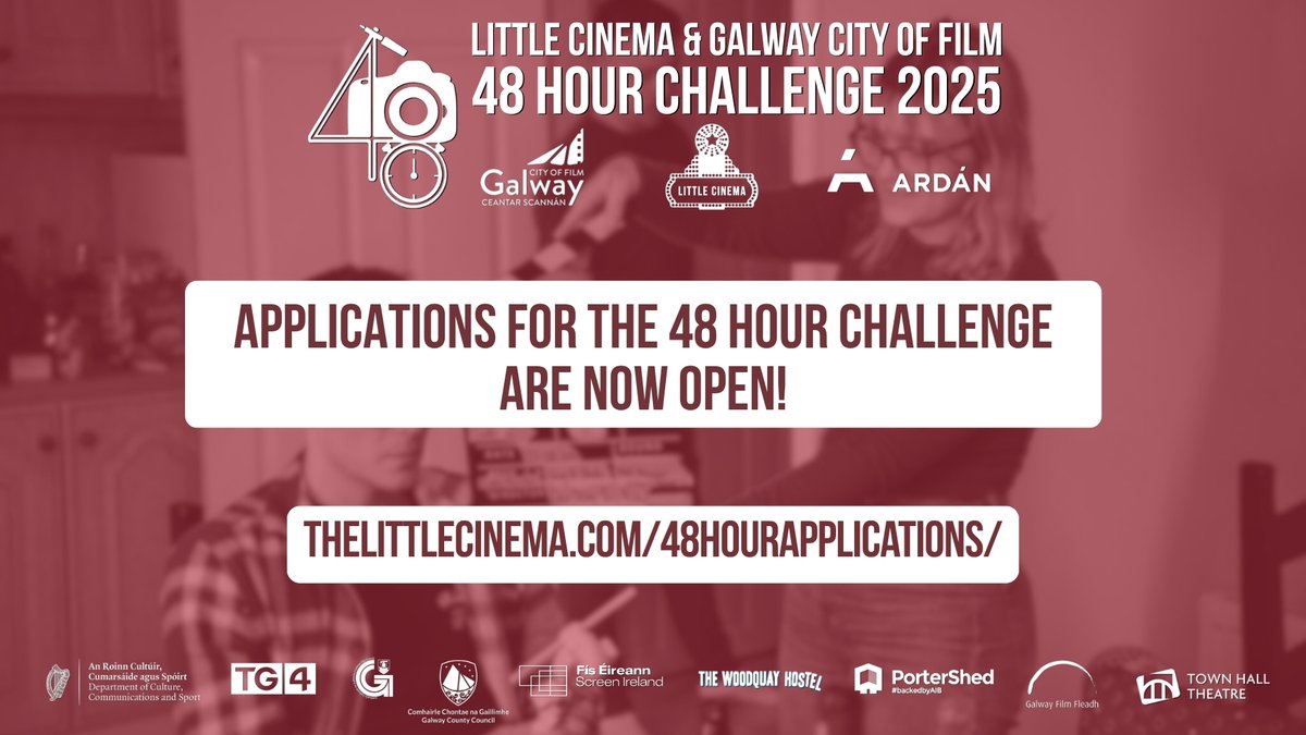 Applications are now OPEN for the Little Cinema &amp; Galway City of Film 48 Hour Challenge 2025!

Find the form here:
thelittlecinema.com/48hourapplicat…

Rules and guidelines are here:
thelittlecinema.com/rulesguideline…