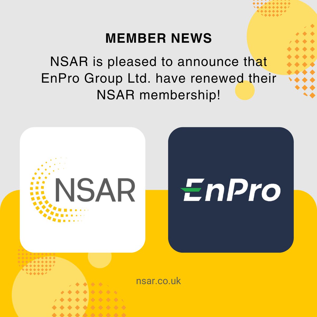 🎉 Member News! 🎉

We're excited to welcome EnPro Group back as a renewed member of NSAR for another year!

We’re proud to continue our work together and extend our thanks to EnPro for their valued support.

#NSAR #Membership #RailSkills #SkillsDevelopment #Training