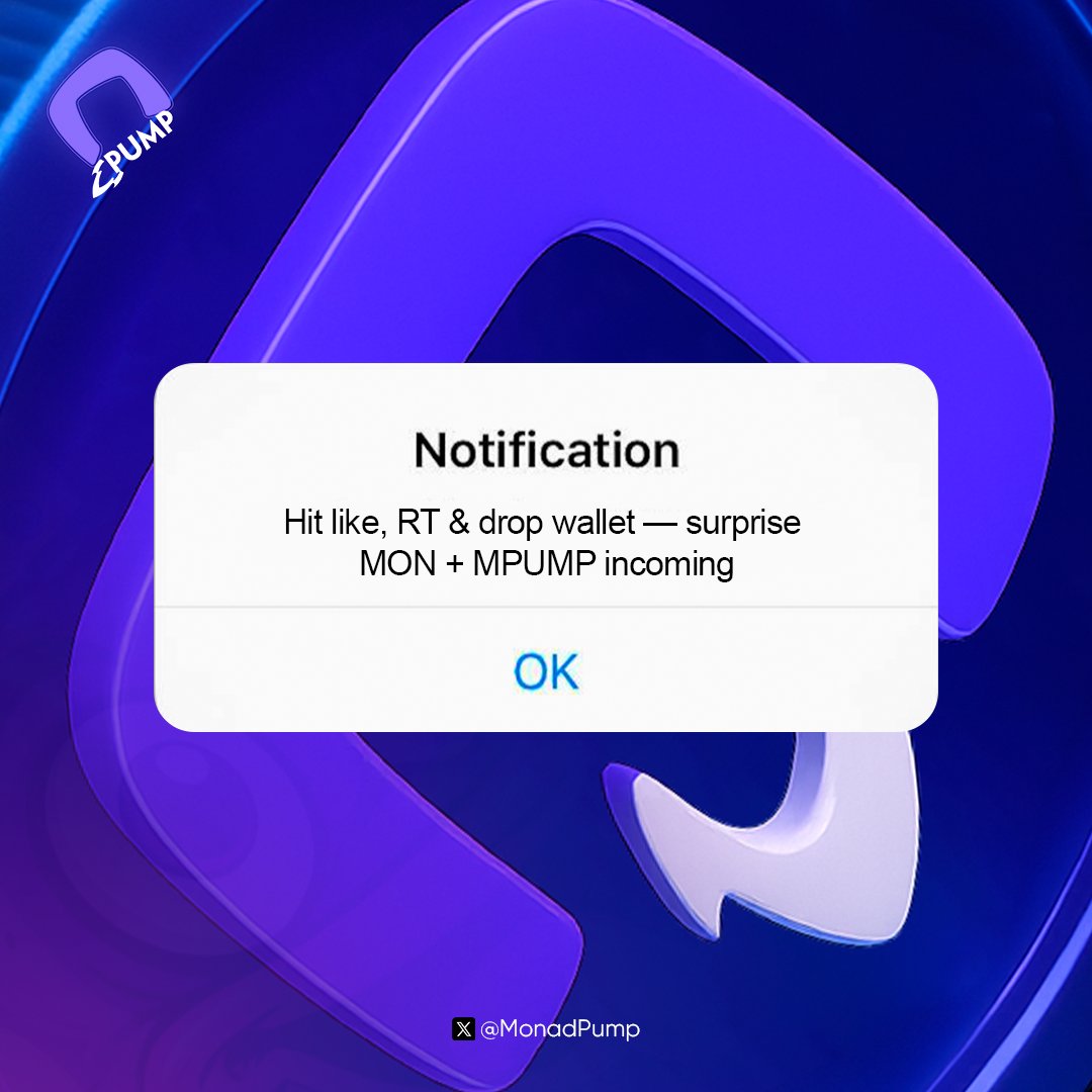Monad Pump (@monadpump) on Twitter photo Like + RT + follow <a href="/mpump_xyz/">Mpump.xyz 🐙</a> + drop your wallet for a surprise in $MON & $MPUMP 👀 Like + RT + follow <a href="/mpump_xyz/">Mpump.xyz 🐙</a> + drop your wallet for a surprise in $MON & $MPUMP 👀