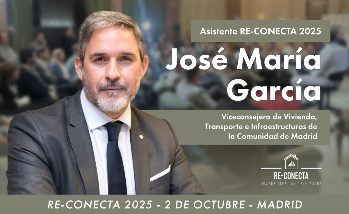 REConectaMadrid's tweet image. 🎤 Lo que hace diferente a #ReConecta2025 son las personas que lo hacen posible.

Como el Viceconsejero de Vivienda de la Comunidad de Madrid, José María García.

🎟️ Reserva tu entrada: re-conecta.com/entradas/