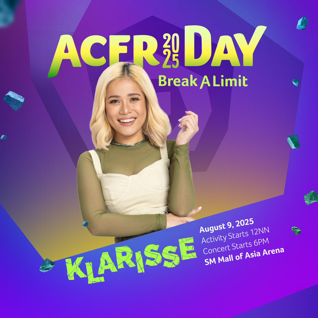 Acer Philippines (@acerphils) on Twitter photo Ready na ang Nation’s MOWM to serve vocals and good vibes sa #AcerDay2025 concert! 🎶
Don’t miss <a href="/Klarissedguzman/">Klarisse De Guzman</a> and the Acer FAMilya De Guzman on August 9, at the SM Mall of Asia Arena! Get your tickets now! ✨ #AcerBreakALimit Ready na ang Nation’s MOWM to serve vocals and good vibes sa #AcerDay2025 concert! 🎶
Don’t miss <a href="/Klarissedguzman/">Klarisse De Guzman</a> and the Acer FAMilya De Guzman on August 9, at the SM Mall of Asia Arena! Get your tickets now! ✨ #AcerBreakALimit