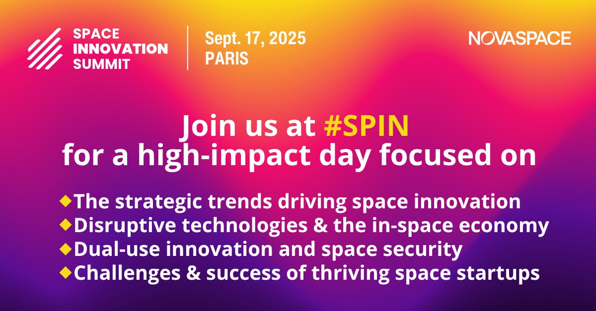 Novaspace Summits (@ns_summits) on Twitter photo ๐Join investors, pioneering startups & corporate execs at Space Innovation Summit (SPIN)
Whether you're shaping policy, deploying capital, or building the next big breakthrough โ SPIN is where meaningful conversations and game-changing deals happen.
๐ซ colloquium.idloom.events/world-space-buโฆ ๐Join investors, pioneering startups & corporate execs at Space Innovation Summit (SPIN)
Whether you're shaping policy, deploying capital, or building the next big breakthrough โ SPIN is where meaningful conversations and game-changing deals happen.
๐ซ colloquium.idloom.events/world-space-buโฆ